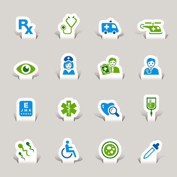 Papercut - медицинские иконки
 - Вектор,изображение