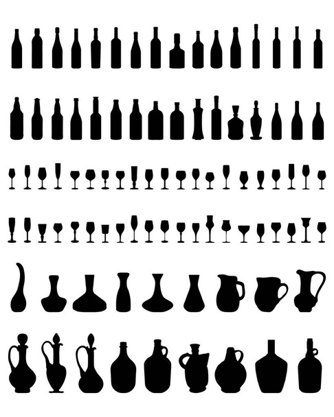 bowls, bottles, glasses - Vector, Image