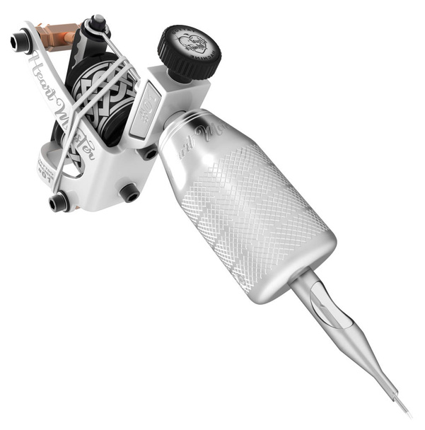 Máquina de tatuagem de prata com agulha de aderência metálica
 - Foto, Imagem