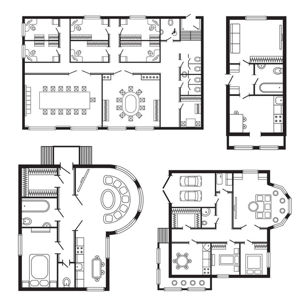 Progettazione di mobili per interni e design di costruzione di un moderno piano architettonico
 - Vettoriali, immagini
