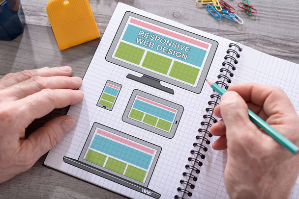 Responsive design concept on a notepad - Photo, Image