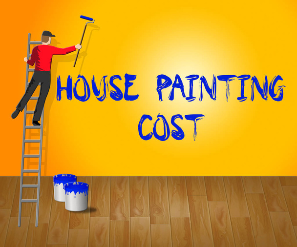 Casa pintura custo mostra casa pintura 3d ilustração
 - Foto, Imagem