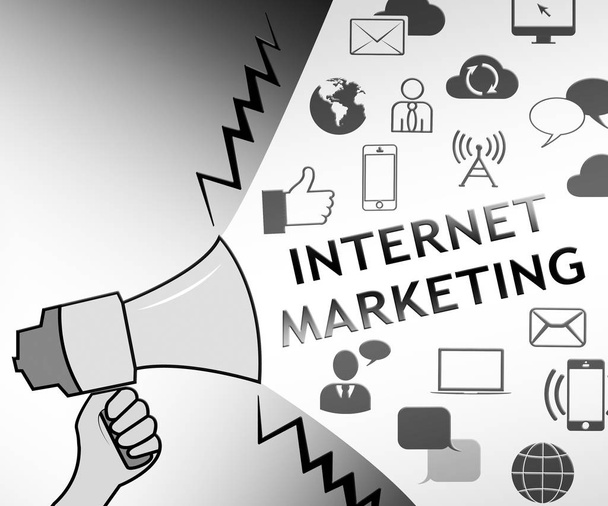 Internet Marketing Representing Emarketing Online 3d Illustratio - Foto, Imagen