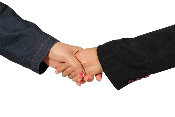 Üzletasszony kézfogás elkülöníteni a fehér Vágógörbe - Fotó, kép