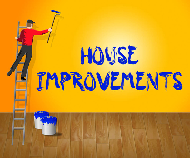 Σπίτι βελτιώσεις δηλώνει ανακαίνιση στο σπίτι 3d απεικόνιση - Φωτογραφία, εικόνα
