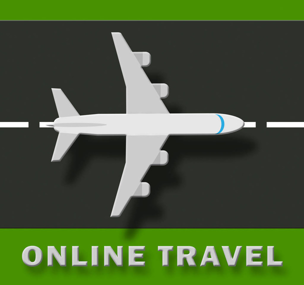Online ταξιδιωτικό σημαίνει Εξερευνήστε ταξιδιωτών 3d απεικόνιση - Φωτογραφία, εικόνα