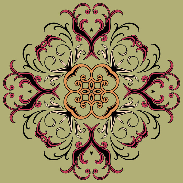 abstract floral ornament, tribal ethnic pattern, isolated decorative element for card design Vector fashion illustration, - Vector, imagen