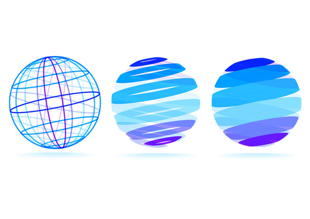 白い背景に、フラットなデザインの図に分離された 3 d ベクトル地球地球アイコンのセット - ベクター画像