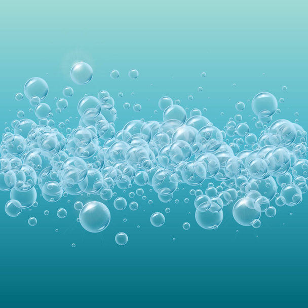 Transparent soap or water bubbles background - Vector, Image