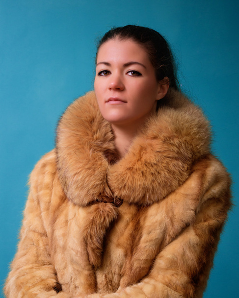 Beautiful woman in a fur coat - Zdjęcie, obraz