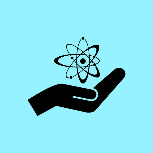Atom in hand icon - Vector, Image