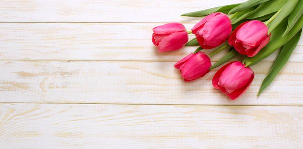 bouquet of tulips with empty space for text - Zdjęcie, obraz