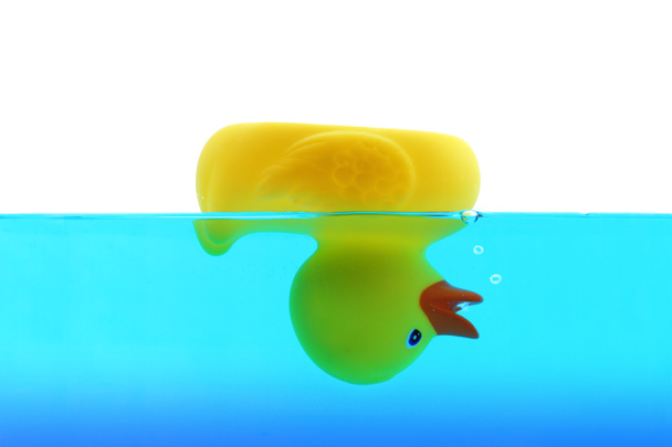 Drowning duck in blue water - Foto, afbeelding