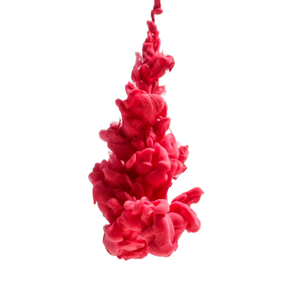 colorful ink isolated on white background. red drop swirling under water. Cloud of ink in water. - Фото, зображення