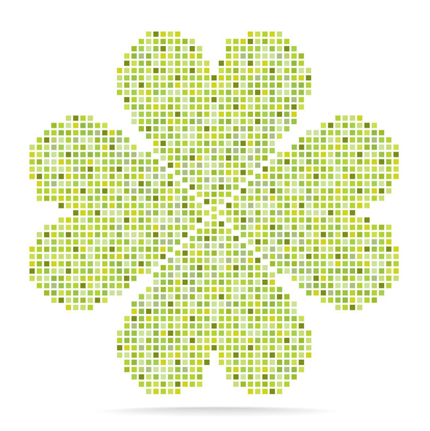 Világos zöld vektor négylevelű lóhere silhouette mozaik csempe. Négyzetek vektor négykaréjos elszigetelt fehér background. - Vektor, kép