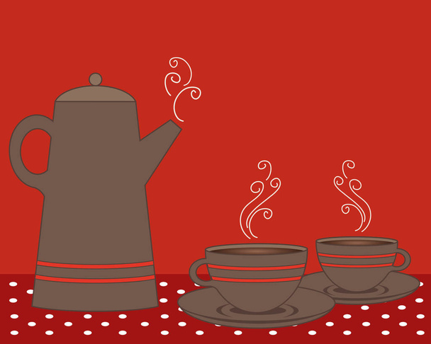 coffee red and cups - Vector, Image