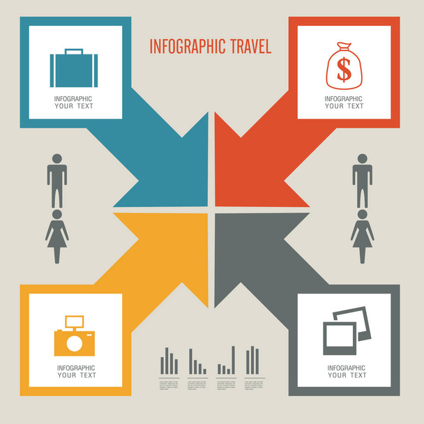 Travel infographics with data icons and elements - Wektor, obraz