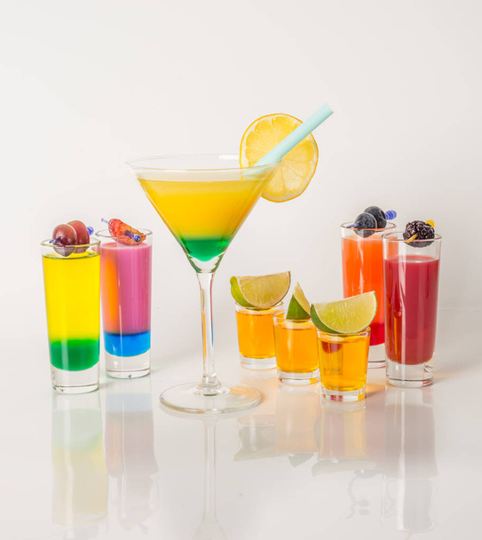 Colorful set of drinks, color drink decorated with limes, color  - Photo, Image