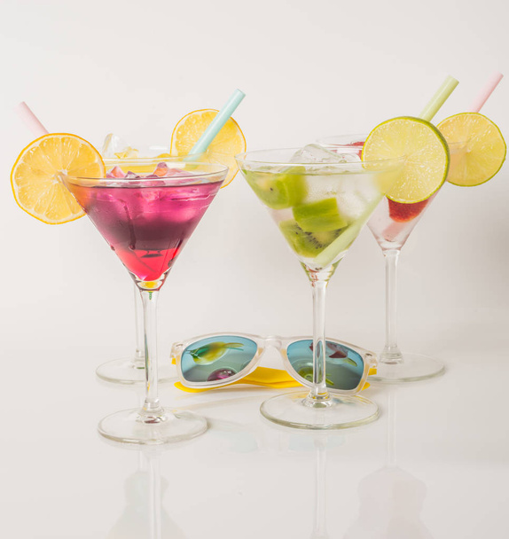 Colorful set of drinks, color drink decorated with limes, color  - Photo, Image