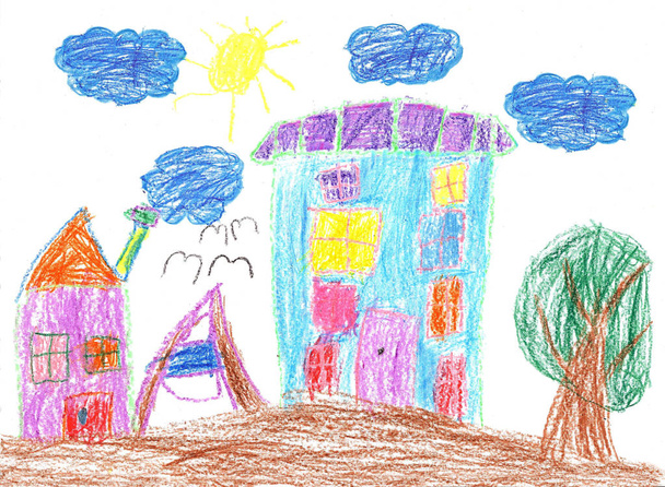 Kinderzeichnung eines Hauses - Foto, Bild