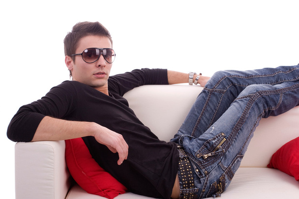Casual boy relaxing on couch - Photo, Image