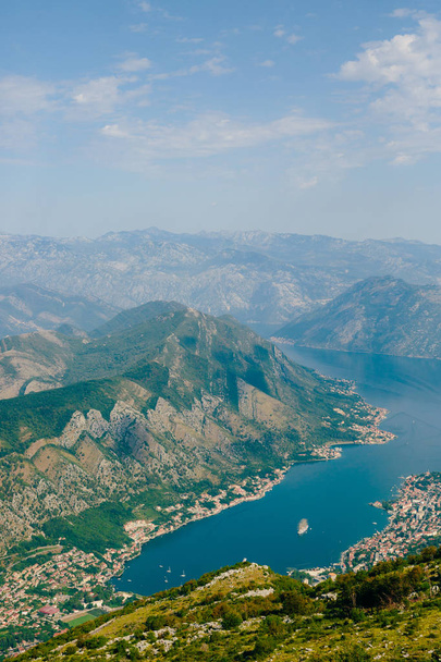Bay of Kotor from the heights. View from Mount Lovcen to the bay - Фото, изображение