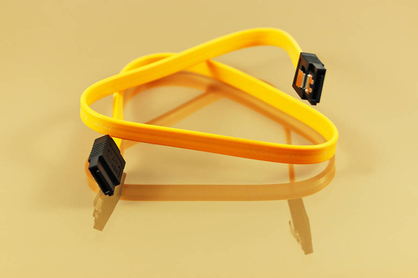 Yellow SATA cable - Photo, Image