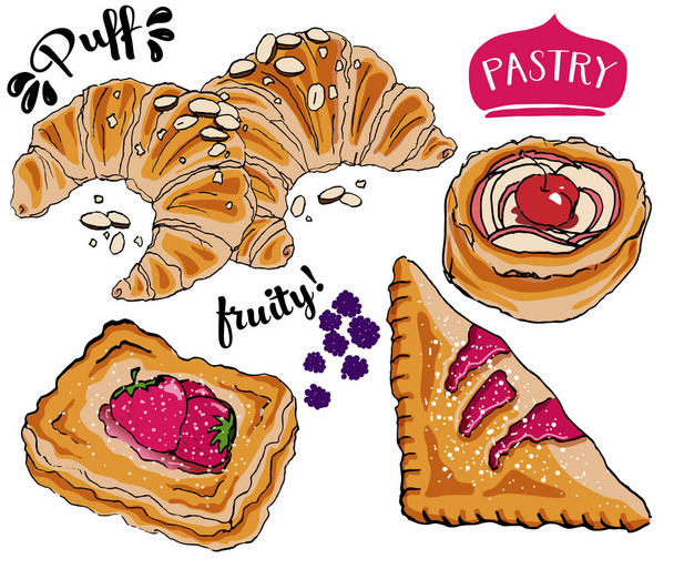 Puff Pastry Desserts - Vector, Image