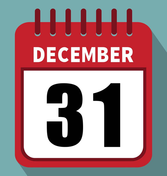 31 Δεκεμβρίου. Ημερολόγιο σε επίπεδη σχεδίαση - Διάνυσμα, εικόνα