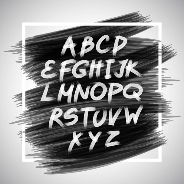Vector handwritten brush. white letters isolated on black background. - Vecteur, image