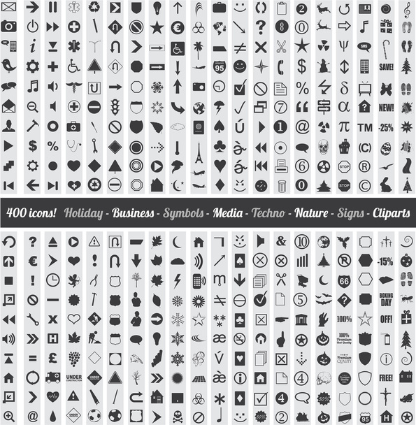 Set of 400 various icons symbols and elements - Vector, Image