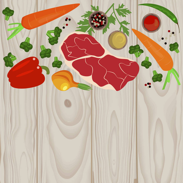 Banner de alimentos crudos
 - Vector, Imagen