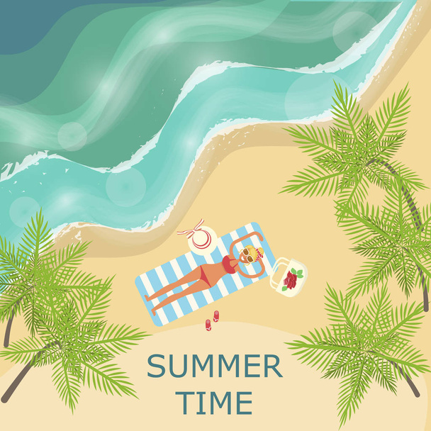 Summer beach landscape - Вектор,изображение