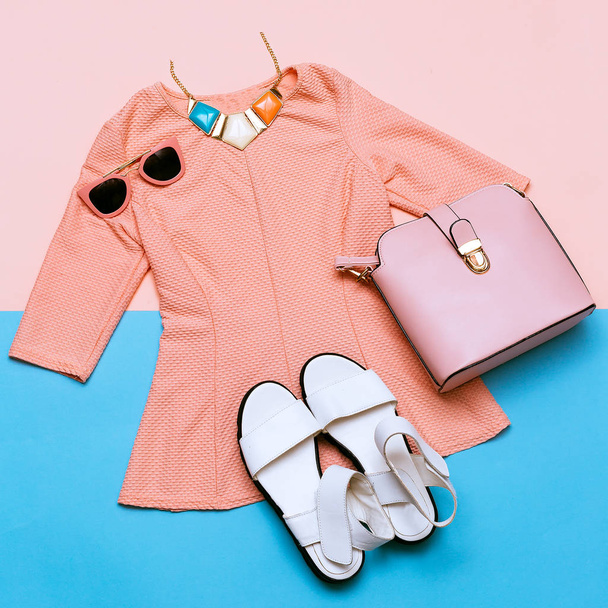 Vintage Pink Jacket for Lady. Accessories. Summer Trend - Fotoğraf, Görsel