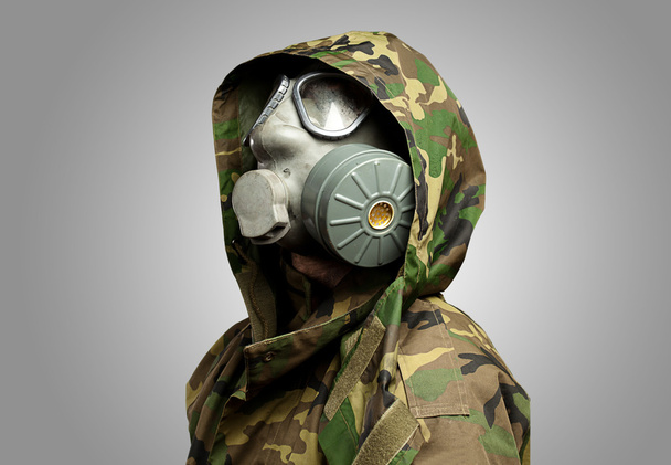 closeup vojáka plynové masky - Fotografie, Obrázek