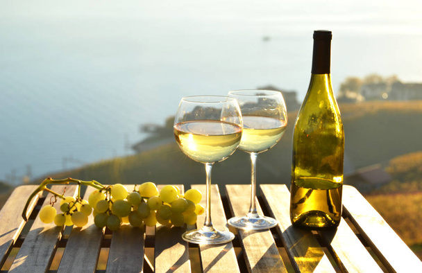 Vin et raisins contre le lac Léman
 - Photo, image