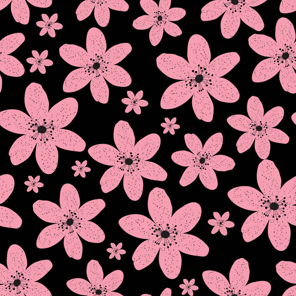Fondo de patrón natural sin costuras abstracto con flores rosadas
. - Vector, Imagen