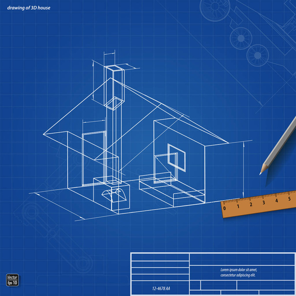 einfaches Bauplan-Schema des Hauses - Vektor, Bild