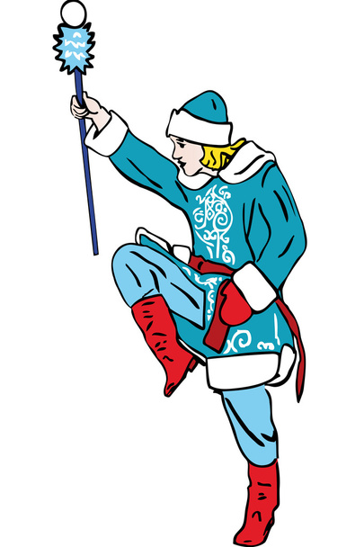 Helper of Santa Claus is in red knee-boots - Vector, imagen