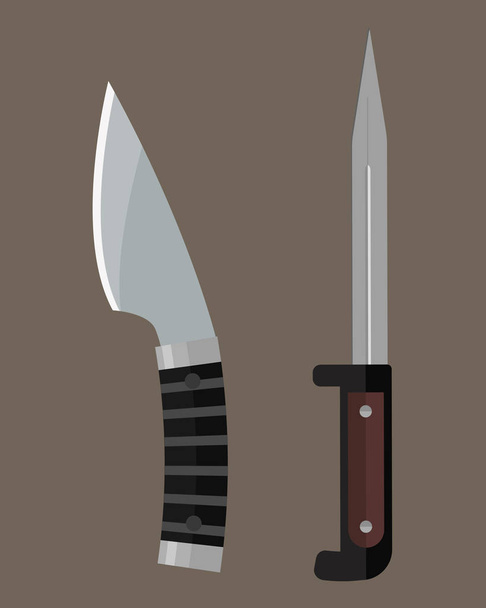 Knife weapon dangerous metallic sword vector illustration of sword spear edged set. - Vector, Image