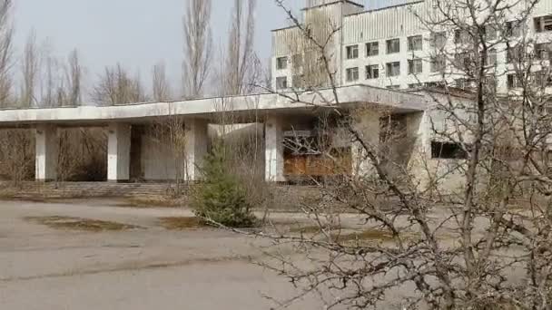 Exclusion Zone. The city of Pripyat after the accident at the Chernobyl nuclear power plant. Hotel in the central square. April 6, 2017 - Footage, Video