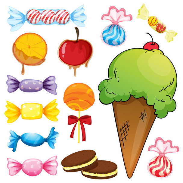 various sweets - Vector, Image