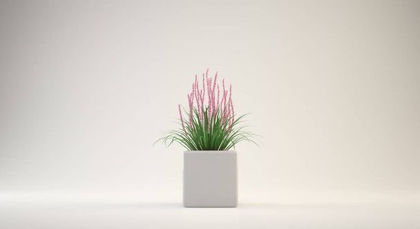 3D-Rendering eines Blumentopfes für die Innen- oder Konzeptgestaltung - Foto, Bild