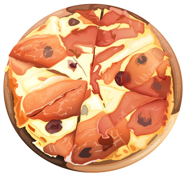 Pizza with ham - Vector, Image