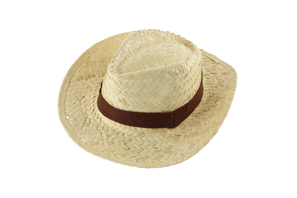 Craft chapéu linha marrom no fundo branco
. - Foto, Imagem