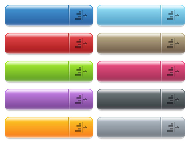 色の光沢のある、長方形のメニュー ボタンのコンテンツ アイコンの右のインデントを減らす - ベクター画像