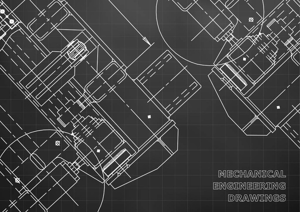 Blueprints. Mechanics. Cover. Mechanical Engineering drawing. Engineering design - Vector, Image