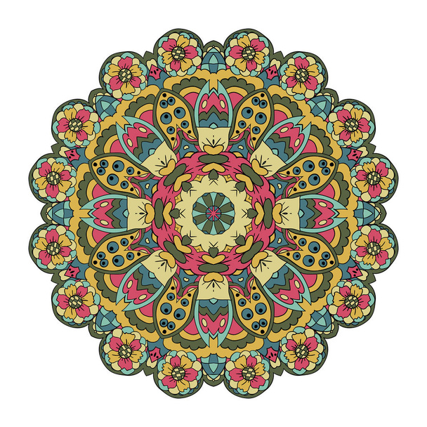 Mandala. Oryantal desen. Çizim doodle. Geleneksel yuvarlak süsleme - Vektör, Görsel