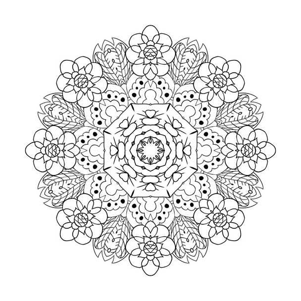 Mandala. Oriental pattern. Doodle drawing. Traditional round ornament - Vektor, obrázek