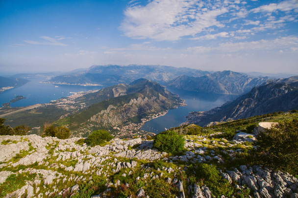 Bay of Kotor from the heights. View from Mount Lovcen to the bay - Foto, imagen